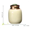 Storage Bottles Double Layer Alloy Sealed Jar Porcelain Tea Tank Moisture-proof Coffee Candy Travel Mini Portable Decoration