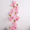 Decorative Flowers 177cm Fake Cherry Blossom Vine Ivy Hanging Decor Simulation Blossoms Garland Home Garden Wedding Party Room Decoration