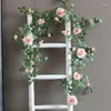 Decorative Flowers Restaurant Simulation Roses Fake Vines Silk Artificial Flower Corridor Decoration Ruyi White Red Rose Vine