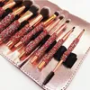 Hourglass Makeup Borstes Set-10-PCS Powder Blush Eyeshadow Creas Concealer Eyeliner Smudger Dark-Bronze Metal Handle Cosmetics Tools Makeup Brushes Luxury