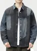 patchwork Denim Jacket Men Loose Fall Spring Casual Retro Jacket Denim Trend Cowboy Jean Coats Lg Sleeve Punk Outerwear A38 A5Oe#