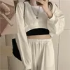 Felpe con cappuccio da donna streetwear donna sexy felpe corte solide oversize allentato harajuku pullover maglietta primavera coreano chic casual top Y2K