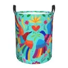 Laundry Bags Art Mexican Embroidery Floral Carnaval Seamless Hamper Clothes Storage Basket Traditional Mexico Toys Bin Organizer