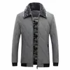 Cuello de piel de los hombres Chaqueta cálida Invierno Parka Cortavientos Cott Acolchado Anorak Grueso Abrigo negro Hombre Casual Otoño Chaqueta de lana Hombres r5gI #