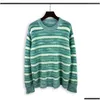 Suéteres para hombre Otoño Invierno Cuello redondo Color Raya Contraste Suelto Mohair Prendas de punto Chorlitos Ropa femenina de gran tamaño Vintage Drop Deli Otxrr