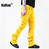 kakan - Europe and The United States New Persality Patch Fringe Jeans Men's, High Street Slim Lg Yellow Jeans K9-2323 F663#