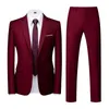 16 Couleur Veste + Pantalon Mâle Haute Qualité Busin Costumes Mâle Slim Fit Mariage Tuxedo Homme Couleur Unie 2 pièces Ensemble Blazer j5lv #