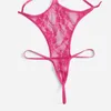 Hot Pink G-String BodySkimpy Strappy Sheer Lace Body ouvert pour la Saint-Valentin Femmes Sexy LingerieUnderwear e0uh #