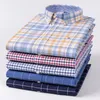 new in shirt plus size 7xl 100%Cott lg-sleeve shirts for men slim fit formal shirt plaid plain shirt Oxford office clothes C8mD#