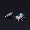 Stud Earrings Punk Style Spike Shape Earring Pave Cubic Zirconia Brinco Green Stone Sparkly Star Galaxy Clear