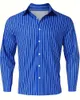 men's Fi Loose Striped Shirt Casual Breathable Polo Collar Butt Lg sleeved Shirt Top Comfortable Soft Fabric Large 6XL 46Gt#