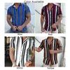 Chemises décontractées pour hommes Chemise pour hommes Chemise à rayures à la mode Imprimer T-shirts à manches courtes Col rabattu Bouton Blouse