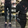 Nova primavera verão harajuku roupas de grife masculinas cinza apertado jeans rasgado 90s streetwear casual magro lápis calças x34n #