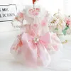 Vêtements de chien Été Mince Robe de mariée pour chiens Vêtements Chat Petite fleur rose Imprimer Vêtements pour animaux de compagnie Fille Cadeau Chihuahua Produits 2024