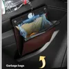 Interior Accessories Car Trash Bag Magnet Closure Design Artificial Leather Waterproof Garbage Bags Container With LED Induction Light