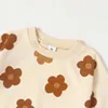 Conjuntos de roupas 2 peças bebês meninas outono inverno roupas manga comprida estampa floral pulôver moletom tops calças roupas