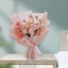 Fleurs décoratives Crochet Bouquet De Fleurs Décor Arrangements Floraux Décoration De La Maison Printemps Faux Pour La Fête Des Mères Festival Rose