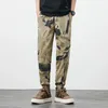 Mäns byxor 2024 Fashion Camouflage Ice Silk Summer Thin Breattable Sports Slim Fit Ankle-bundet snabbtorkande avslappnad beskuren