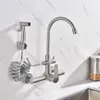 Kitchen Faucets Wall Mount Faucet 8 Inch Brushed Nickeled For With Spray Gun And 2 Water Jet