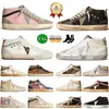 Neue goldene Designer-Stars-Turnschuhe, Freizeitschuhe mit Signatur am Knöchel, Loafer, silberner Glitzer, klassische weiße Do-old Dirty Mid-Schnürschuhe für Damen und Herren, Vintage-Plattform