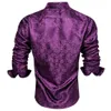 luxury Shirts for Men Silk Lg Sleeve Purple Fr Slim Fit Male Blouses Casual Formal Tops Breathable Barry Wang 03nN#