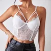 Tanks pour femmes Sexy Blanc Dentelle Mesh Corset Crop Tops 2024 Summer Hollow Out Bustier Underwired Y2K Débardeur Slim Col V Fishbone Camis Mujer