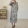 Etniska kläder 2024 Traditionell kinesisk vintage klänning Qipao National Flower Print Cheongsam Oriental Fleece fodrad