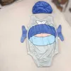 Costume intero per bambini popolare Costumi da bagno per ragazze firmati Taglia 80-130 CM bikini da spiaggia per bambini Stampa con motivi di pesce e cuffia da nuoto 24Mar