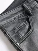 Män Paisley Bandana Print Patch Jeans Streetwear Patchwork Holes Ripped Stretch Denim Pants Slim Straight Biker Byxor 81WL#