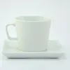 Mugs Porcelain Coffee Cup Customized Blank Bulk Tea Cups Saucers Square Shape White And Saucer