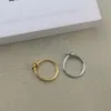 Hoop & Huggie Brand Korean Simple Fashion Style Accessories Knot Circle Finger Ring For Women Brass Plated 18K Gold High QualityHo207T