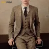 Zielone garnitury tweed dla mężczyzn Slim Fit Class