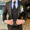 stilig herrdräkt 3-delad elegant brudgum bröllop tuxedo jacka byxor väst anpassad formell blazer för manlig l1gf#