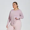 Camicie attive Taglie forti Copertura fianchi larghi Abiti da yoga dimagranti Maglia Bella schiena traspirante Manica lunga Corsa Fitness Top Abbigliamento sportivo