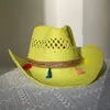 Femmes Cowboy chapeau de paille Western soleil printemps chevalier hommes Jazz été Sombrero hombre 240326