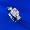 Anéis de cluster Springlady 925 prata esterlina 5 mm laboratório safira paraiba turmalina anel de pedra preciosa para mulheres casamento jóias finas