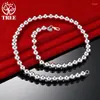 Pendants ALITREE 925 Sterling Silver 8mm Beads Chain Necklace For Woman Party Engagement Wedding Fashion Jewelry Ladies Birthday Gifts