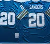 Retrocesso Futebol Vintage 20 Barry Sanders Jersey 1994 Retro 75º Aniversário Equipe Cor Preto Azul Branco Bordado e Costura para Fãs Esportivos de Alta Qualidade