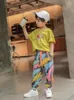 Trousers 2024 Arrival Boys Tie Dye Casual Pants Spring Fashion Deals Graffiti Painting Print Sweatpants Cotton Kids Long