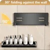 Racks Foldable Wall Shelf WallMounted Kitchen Storage Rack PunchFree Bathroom Toiletries Cosmetics Storage Organizers Shelves