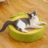 Toys Cat Scratcher Bed 3 In 1 Cat Scratcher Designad med söt avokado kartong kattsäng för möbelskydd