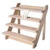 Smyckespåsar 4-lagers Display Tray Pendant Earrings Rings Blocks Solid Wood Holder225i