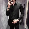 Chemise Boyfriend, costume d'affaires ajusté à manches longues pour hommes, beaux vêtements de travail décontractés pour hommes noirs et blancs, tendance de la version coréenne pour hommes