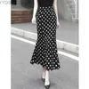 Saias skorts elegante floral polka dot impresso cintura alta longa trompete saia para mulheres 2023 verão moda férias bodycon praia maxi yq240328