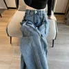 Kvinnors jeans avslappnade höga midja breda ben jeans för kvinnor korea vår sommaren 2024 mode lösa raka byxor vintage baggy denim byxor 24328