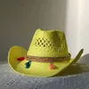Femmes Cowboy chapeau de paille Western soleil printemps chevalier hommes Jazz été Sombrero hombre 240326
