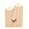 Candle Holders 2 Pcs Heart Shaped Holder Wedding Decoration Stand Candlestick Ornaments Home Pine Wood Chritmas