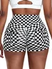 printed Shorts With Pocket Women High Waist Skinny Yoga Shorts Fi Checkered Scrunch Butt Leggins Gym Workout Clothes Female g3vZ#