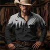Retro LG Sleeve Western Cowboy Manlig social skjorta Blus Rockabilly Men Street Vintage Fi Casual Clothing Camisas Casuais J6MI#