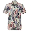 Summer Hawaii Mens Shirts Fr Leaf Printed Short Sleeve Top Lapel Single Breasted Summer Digital Loose Blouse Street Male Tee 16C5#